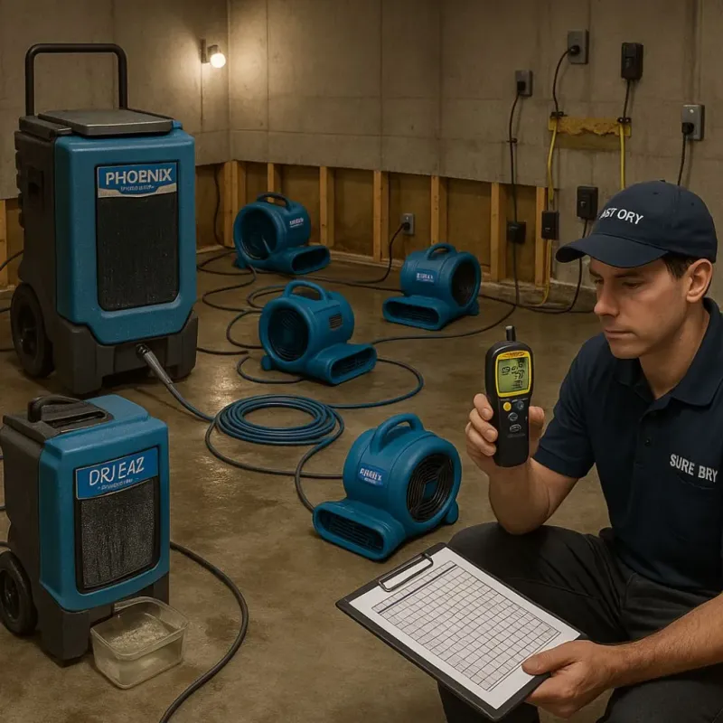Structural Drying and Dehumidification process in Jenkintown, PA